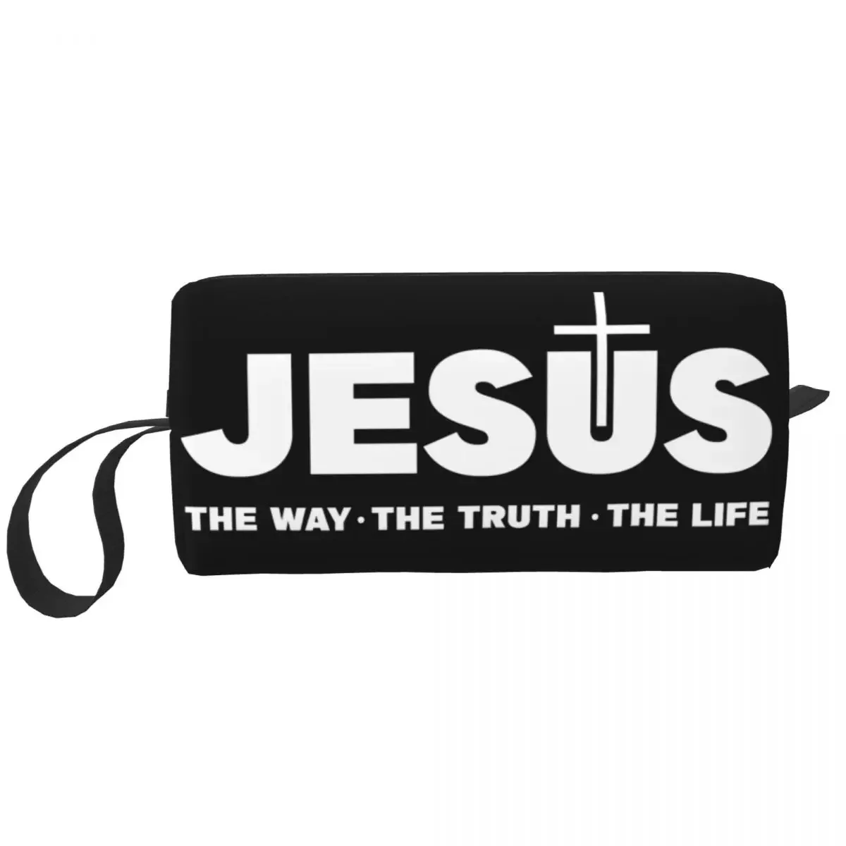 Jesus Christ The Way The Truth The Life Travel Cosmetic Bag for Women Religion Makeup Toiletry Organizer Lady Storage Dopp Kit