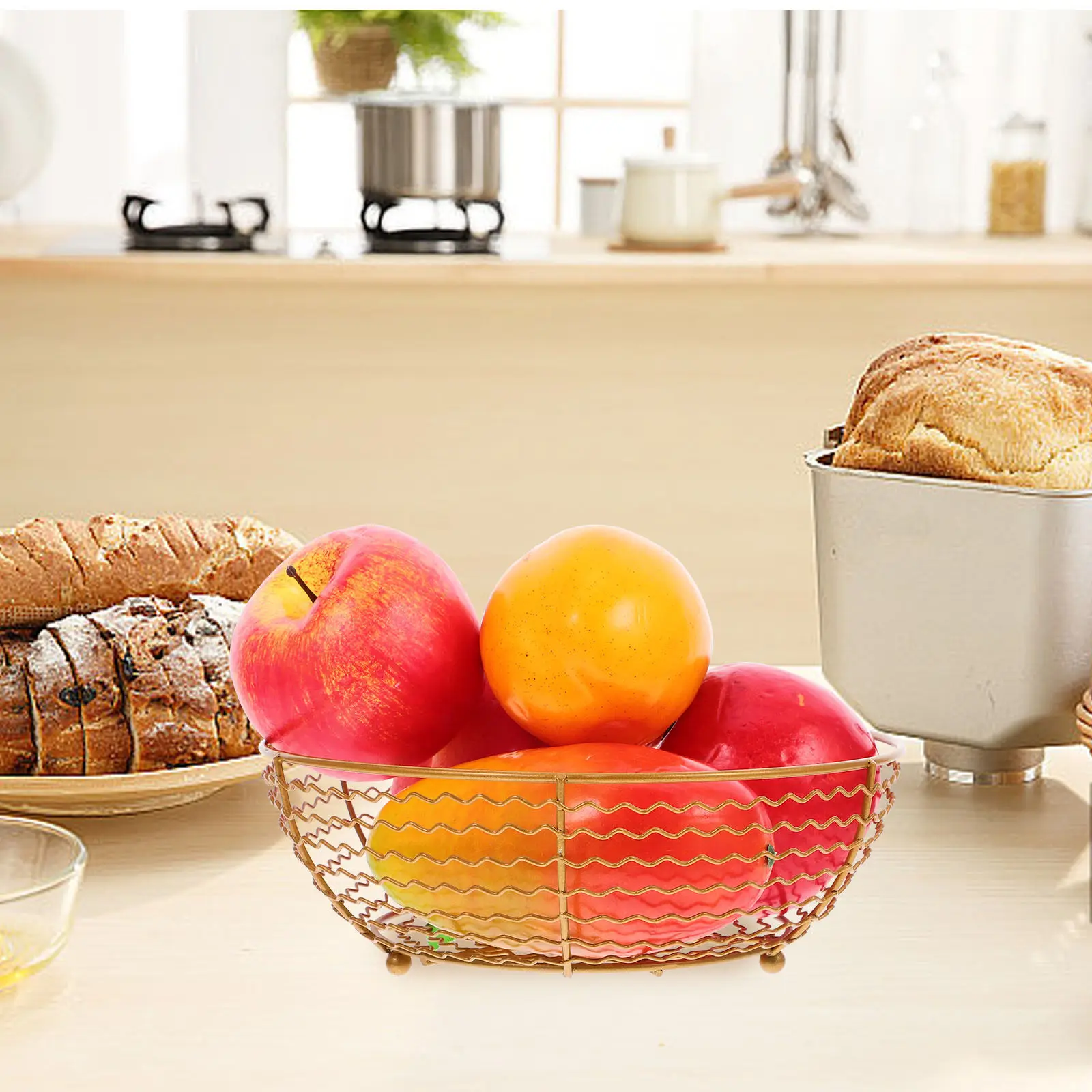 

1 шт. металлическая проволочная корзина для хранения фруктов и овощей, органайзер для хлеба и закусок, корзина для кухонной столешницы/стола