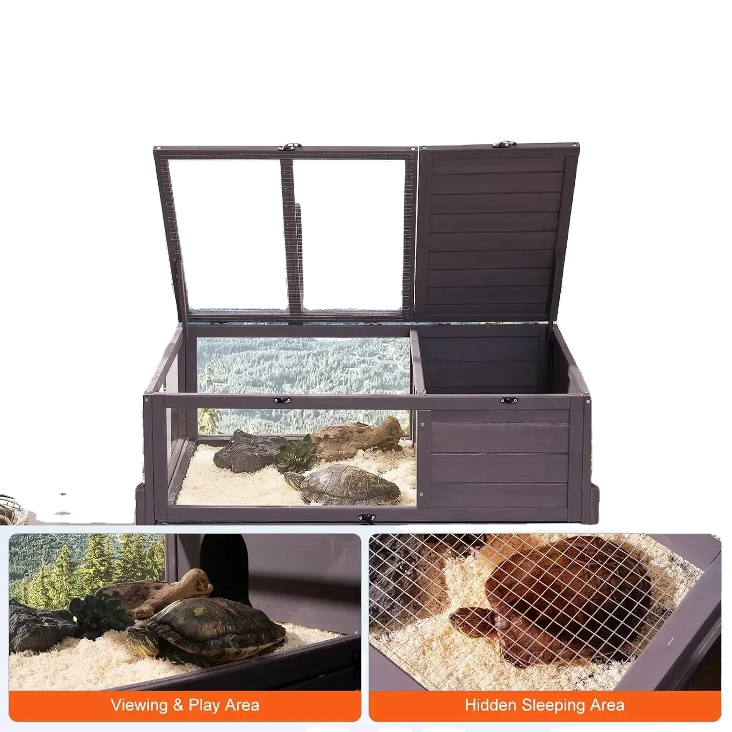 

Wooden Tortoise Rearing Box Is Suitable for Outdoor and Indoor Use of Small Reptile Animals with Adjustable Light Stand