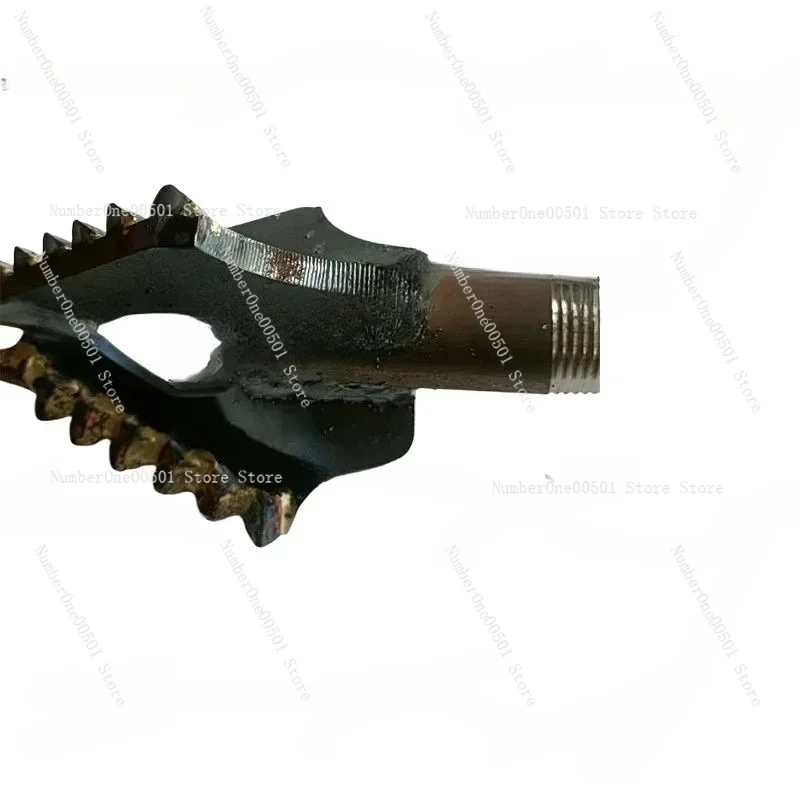 Small Water Well Drill Bit 3-Wing Alloy Head for Soil & Sand Layer 1 Inch Drill Rod Compatible with Portable Drilling Rigs