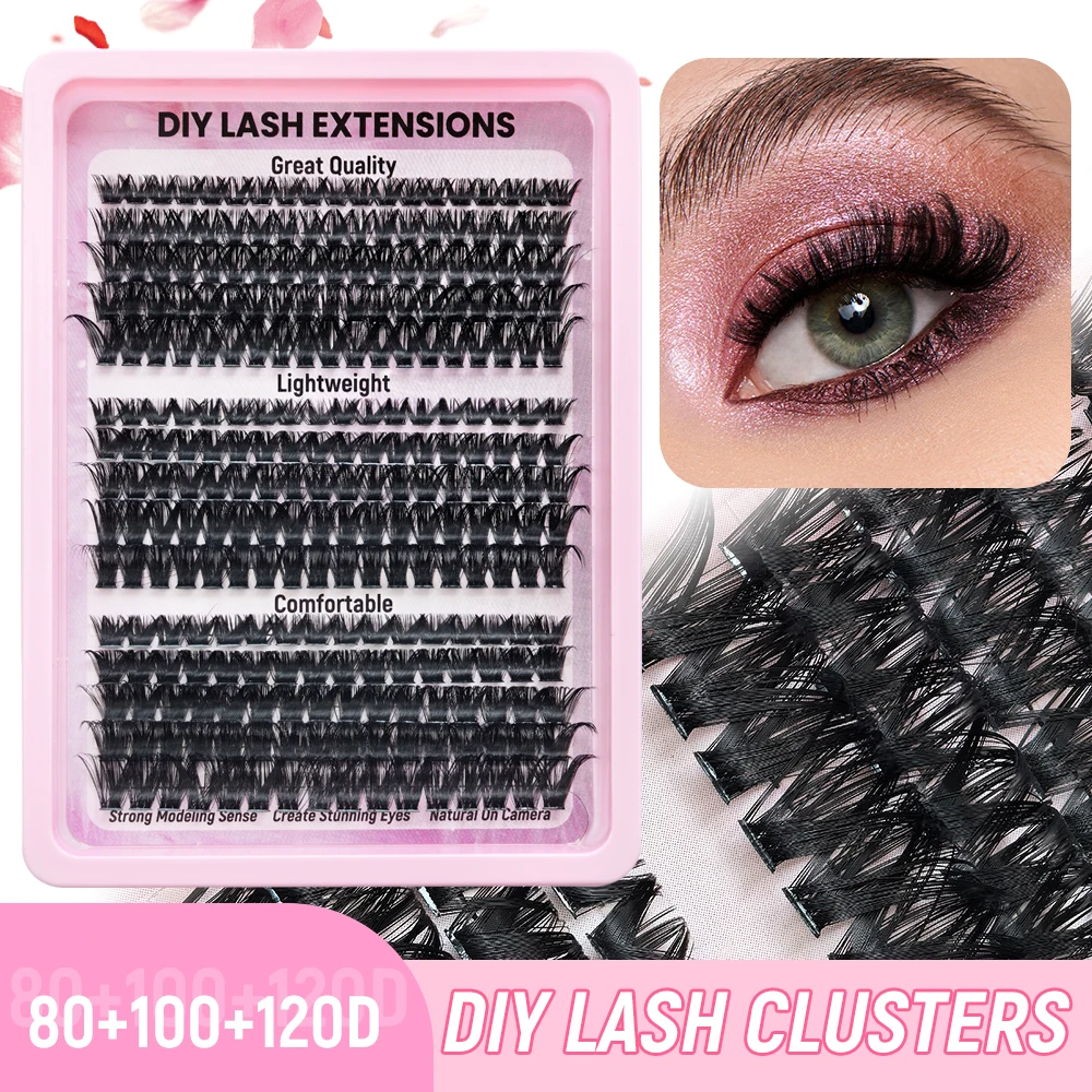 265 fans Cluster Lashes  Mixed Tray Individual Lashes Volume Eye Lashes Soft Natural Lashes Mink Lash Cluster False Eyelashes