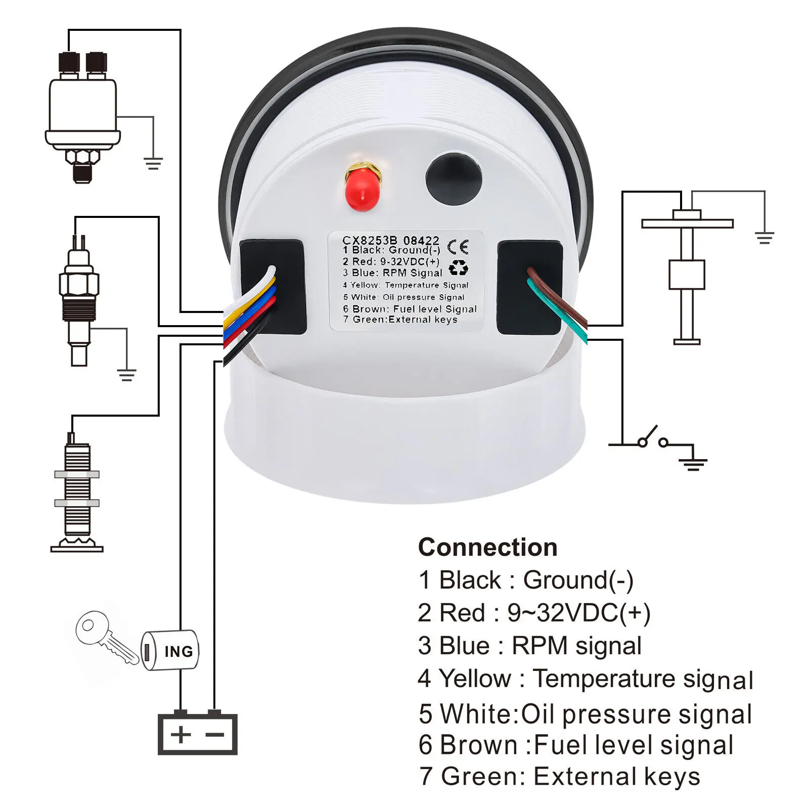 85 มม. 6In 1 Multi-Function Gauge รถ Marine GPS Speedometer Tacho อุณหภูมิน้ํามันกด