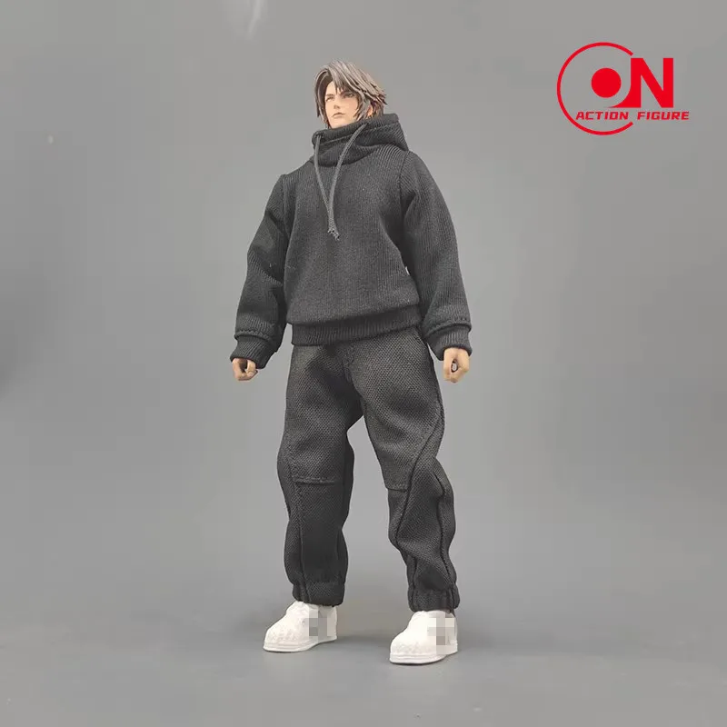 1/12 スケールフード付きスウェットシャツパーカー黒赤服アクションフィギュアアクセサリーモデル 6 ''男性兵士ヘッド TBL ボディ
