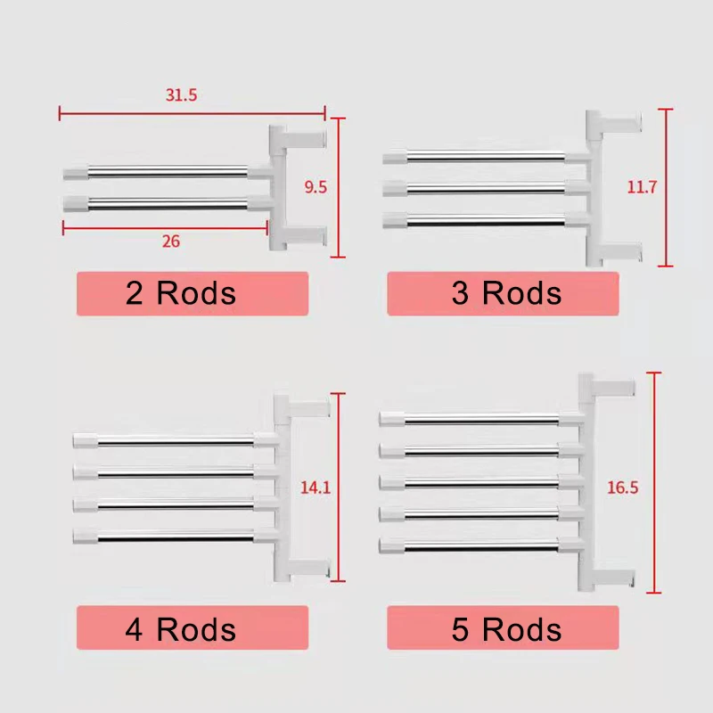 Rotating Towels Holder Hanger without Drilling Punch-free Aluminum Rack Bathroom Accessories Multi-arms Shelf for Cloth Storage