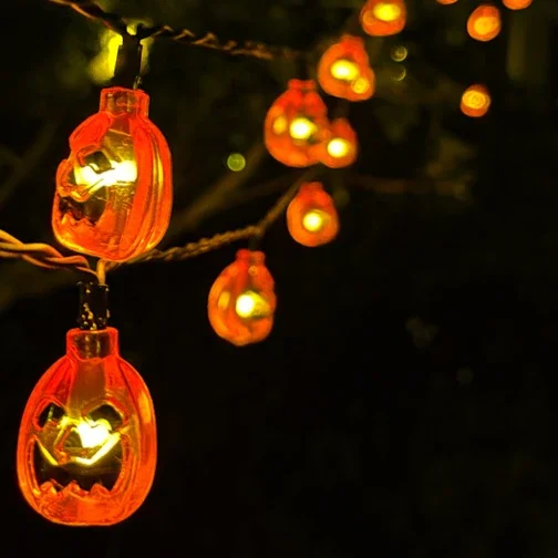LED Halloween Creative Pumpkin Lantern String 20LED Outdoor Solar Lantern String Arrangement Atmosphere Decoration Light