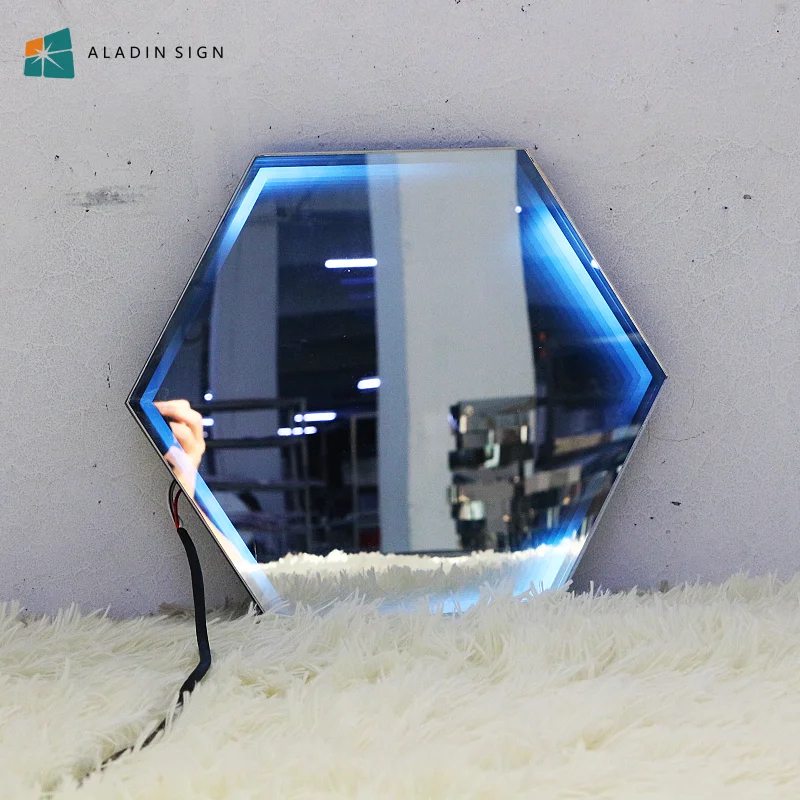 3D Tunnel Infinity LED Bathroom Mirror Flexible Neon Sign with Glass Body Decorative Dance Floor Lighting for Bathroom