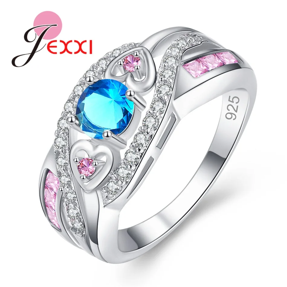 Große Förderung Bunte CZ 925 Sterling Silber Ringe Größe 6 7 8 9 10 11 12 13 Für Frauen Mode schmuck Party Geschenk Großhandel