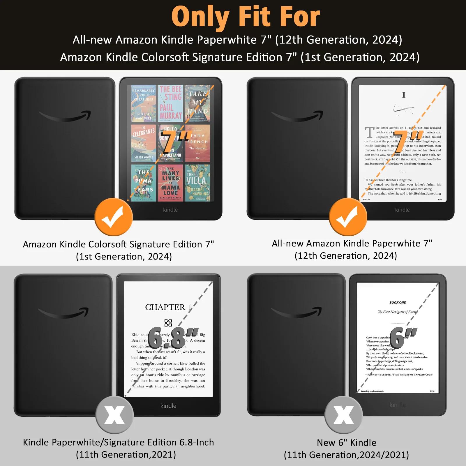 7인치 완전히 새로워진 Amazon Kindle Paperwhite(12세대, 2024) 및 Kindle Colorsoft Signature Edition PET용 화면 보호기 2팩