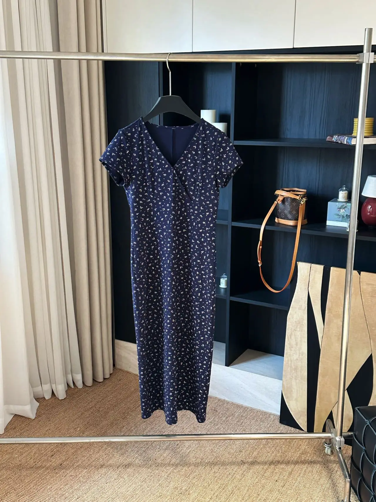 Jupe longue de Style vacances français, coupe cintrée et amincissante, col en v, Niche, robe florale sans Collision pour femmes en été