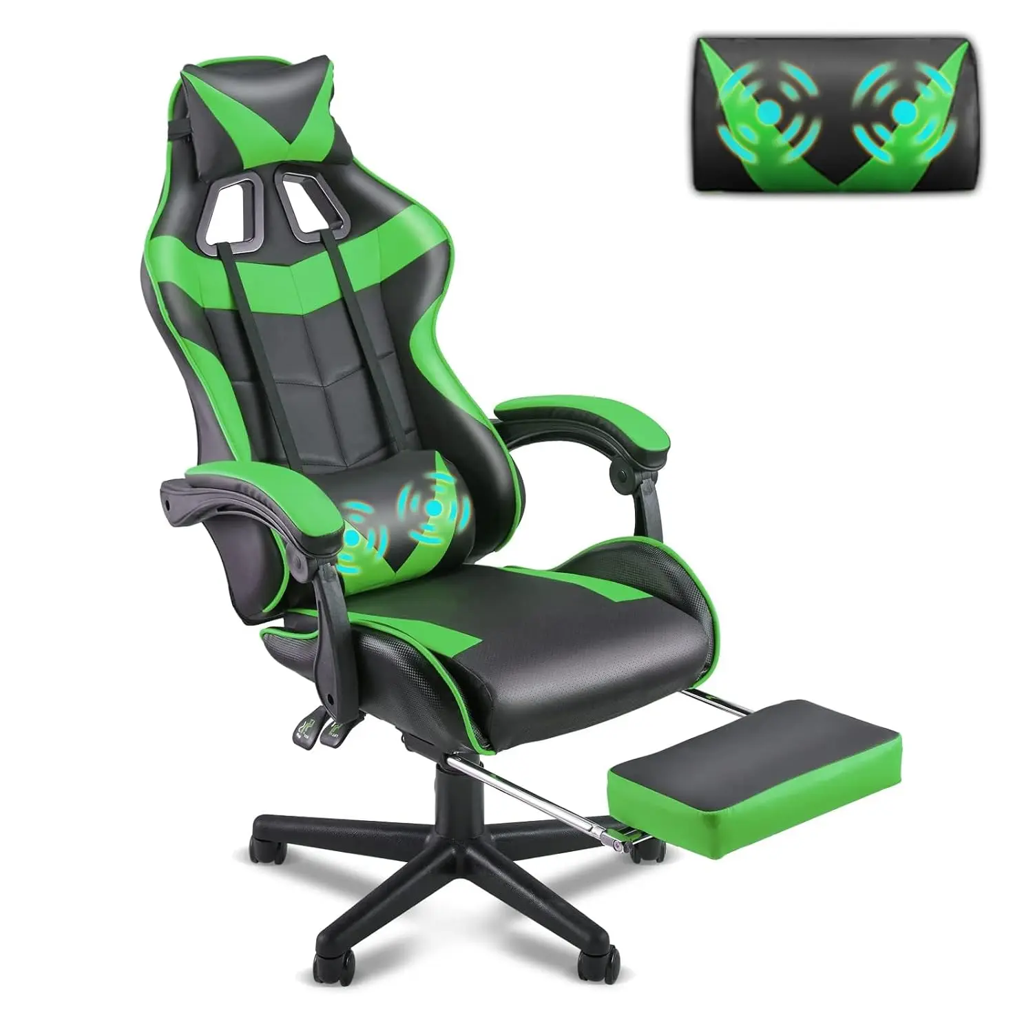 

Ergonomic Adjustable Gaming Chair with Footrest Headrest Lumbar Support for Office PC Desk, Customized