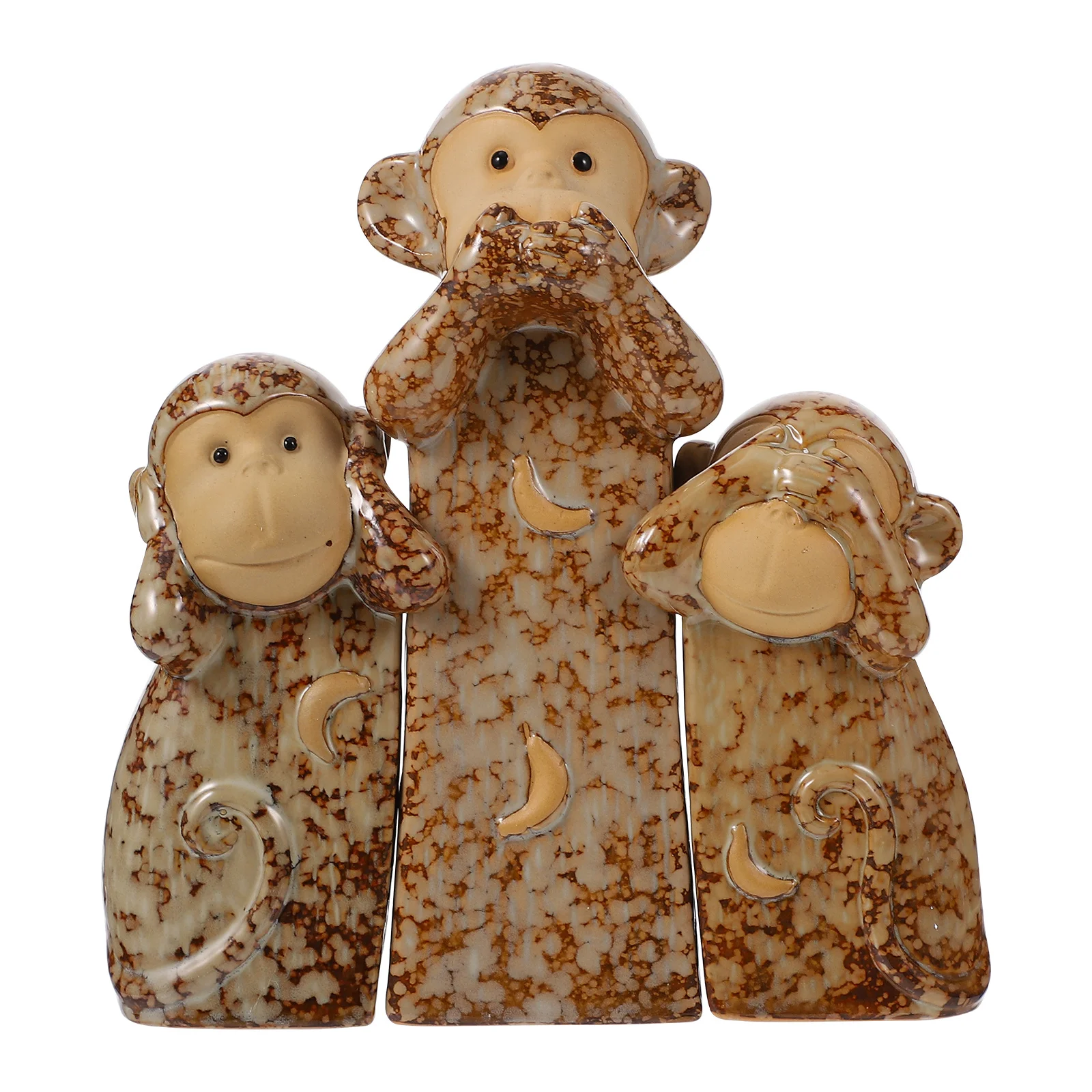 

3Pcs Ceramic Monkey Statue Collection Charming Home Decor Piece for Festival Birthday Wedding Decoration See No Evil Art