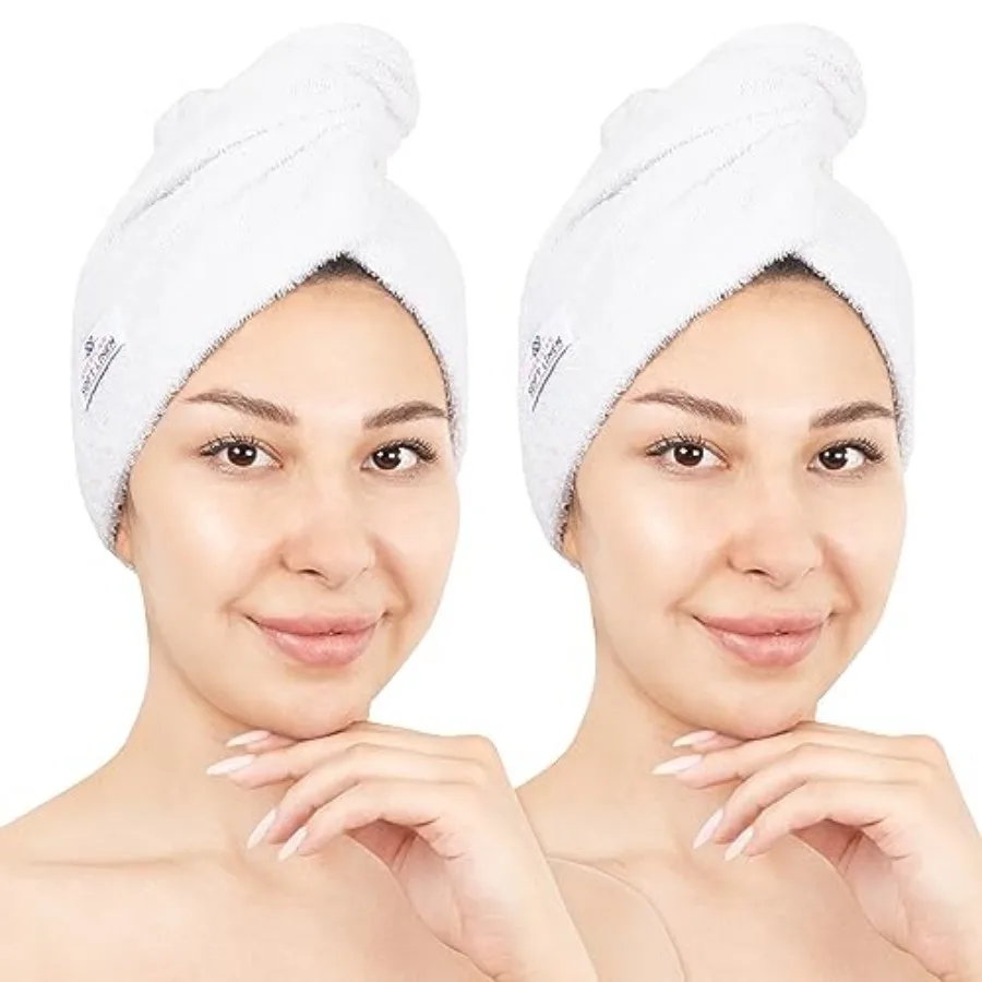 

100% Cotton Hair Towels for Women, Head Towel Cap, Cotton Hair Turban Towel Wrap for Long Curly Anti Frizz Hair, Soft and Absor