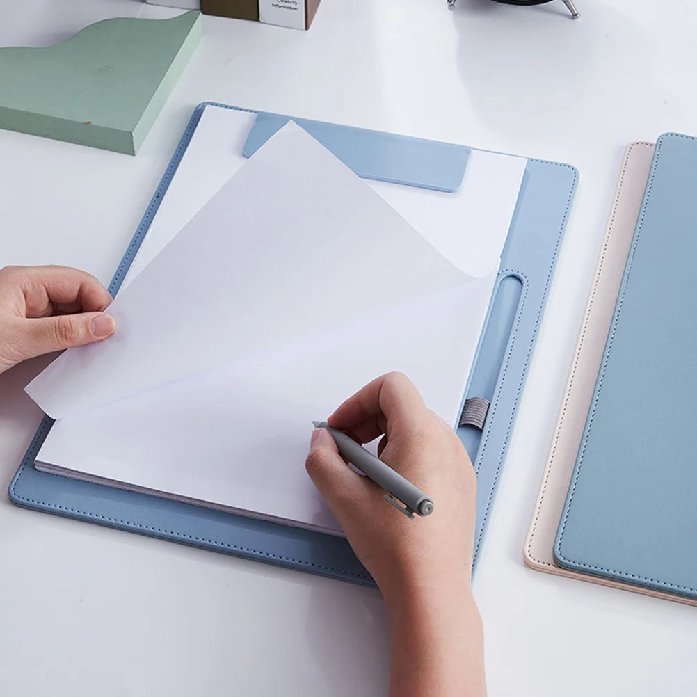 

1pc A4 Clipboard Sky-Blue Thick Board Writing Plate Clip Stationary Board File Folder Document Clipboard Office School Supplies