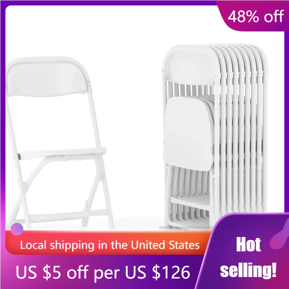 

Plastic Folding Chairs for Grades Pre-K through Kindergarten, Children's Folding Chairs for Daycare and Events, Set of 10, White