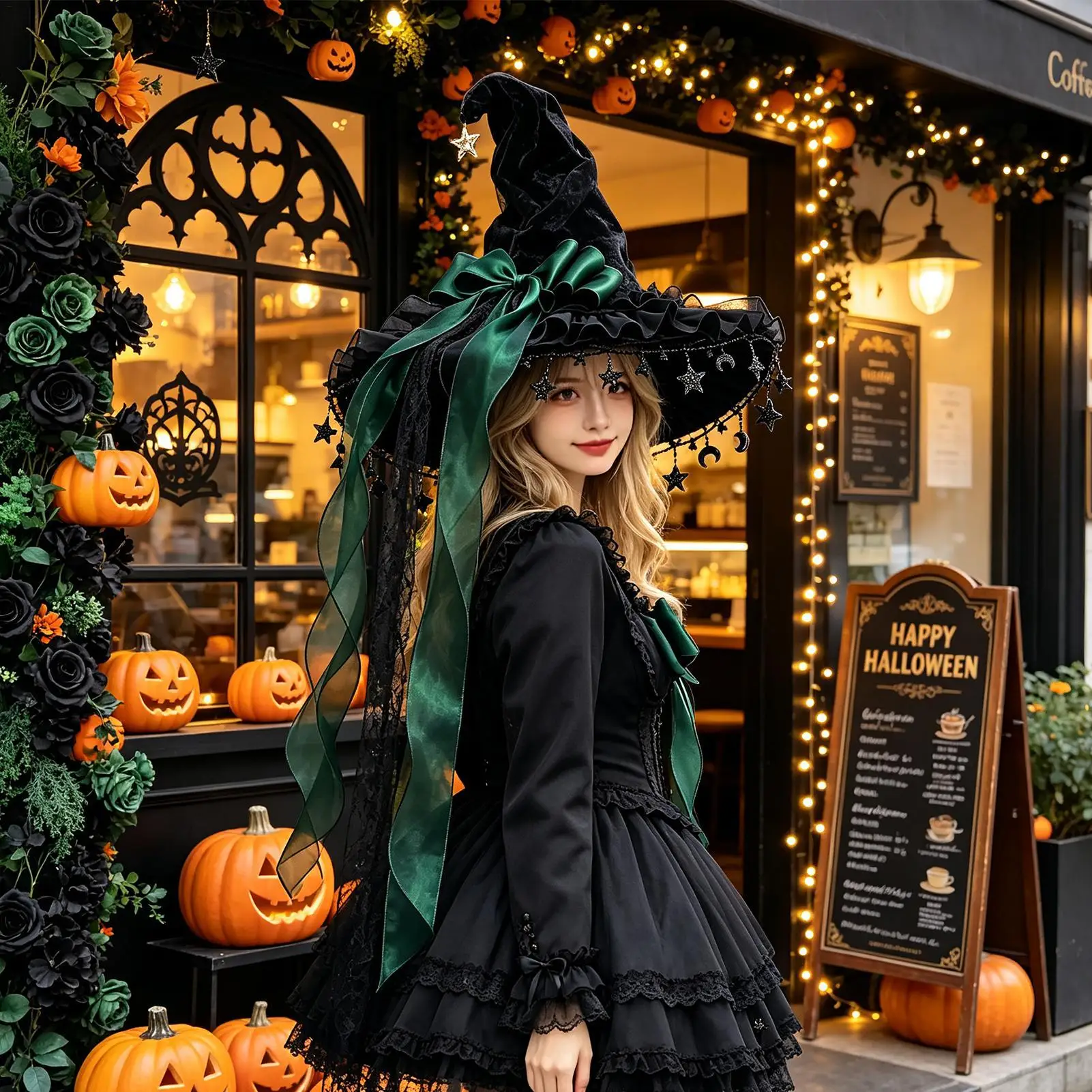 Chapeau de Sorcière à Large Bord Gothique – photo 7
