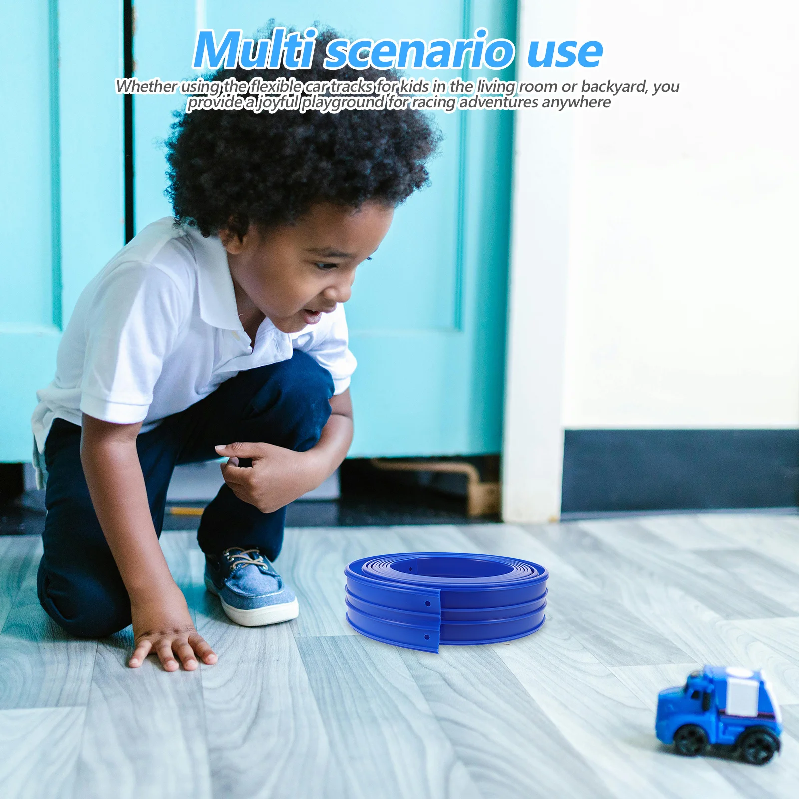 

Flexible Race Car Track for Kids Portable Creative Rolling Race Ramp Play Set with Expandable Accessories Indoor Outdoor Racing