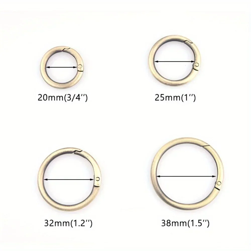 5pcs Metal O Ring Keyring Spring Buckles DIY Jewelry Openable Round Carabiner Keychain Clasp Bag Clips Snap Hook