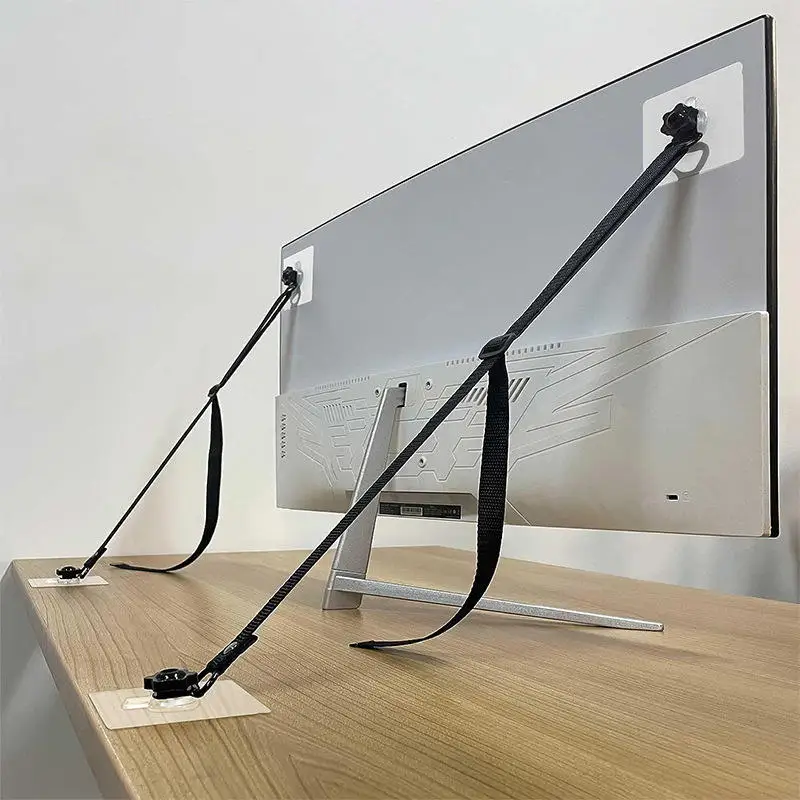

2 Pack Adjustable TV Safety Straps,No-Drill Adhesive Anti-Tip Furniture Anchors for Baby Proofing,Flat Screens Fix to Wall