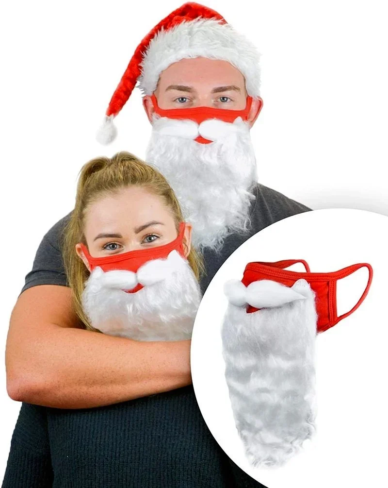 Świąteczna czapka 3D Santa Claus Beard Maski dla dorosłych dzieci Pluszowa gruba ciepła czapka świąteczna Boże Narodzenie Nowy Rok Impreza Festiwal Dostawy