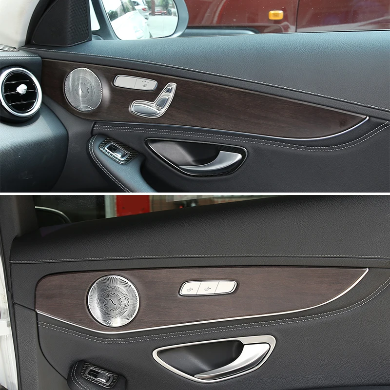 For Mercedes-Benz C-Class GLC W205 C180 2015-2021 ABS Carbon Fiber Style Car Inner Door Panel Decoration Cover Auto Accessories