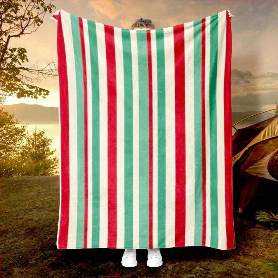 Festive Christmas Stripes Blanket Cozy Flannel Throw for Holiday Cheer AllSeason Comfort Merry Tradition Gift