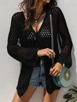 Spring summer autumn hollowed-out coat sweater holiday casual smock Middle Eastern elegant casual cardigan sweater