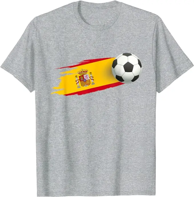 Camiseta de fútbol con bandera de España, ropa gráfica con bandera de España roja, atuendo de apoyo