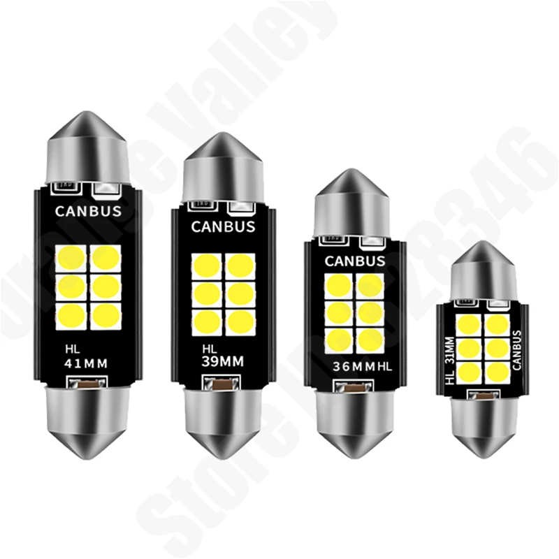 4Pcs Festoon C5W C10W LED CANBUS 31 36 39 41 mm bulb 6 SMD 3030 LED Reading lamp car Interior Light DC 12V