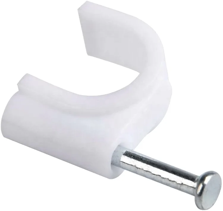 

High Quality White Plastic Cable Clips Round Steel Nail Wire Wall Holder with Clamp Circle Design for Easy Installation