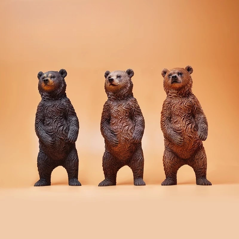 JXK Model Zwierzęcia - Mały Brązowy Niedźwiedź z Żywicy, Skala 1/6, Idealny do Figur 12-calowych, Dekoracja Scen, Kolekcjonerski