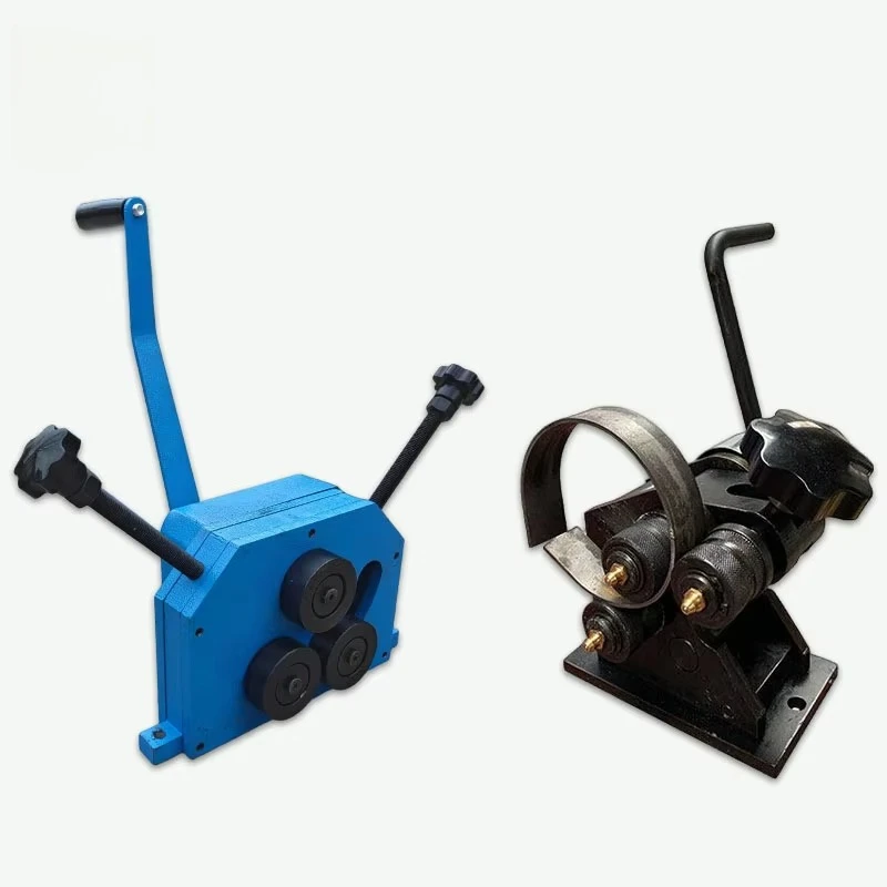 Manual Three Roller Pipe Bending Rolling Machine Round Flat Steel Bending Equipment Easy Operation Household Industrial Use