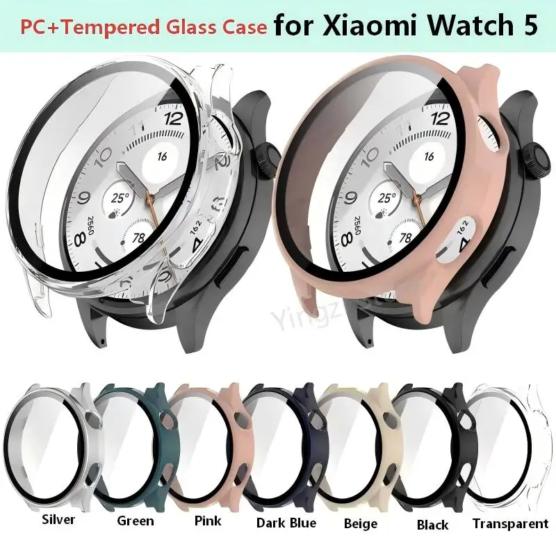 PC +Tempered Glass Case For Xiaomi Watch5 Smart Watch Strap Bumper Cover Screen Protector For Xiaomi Watch 5 Shell Accessiores