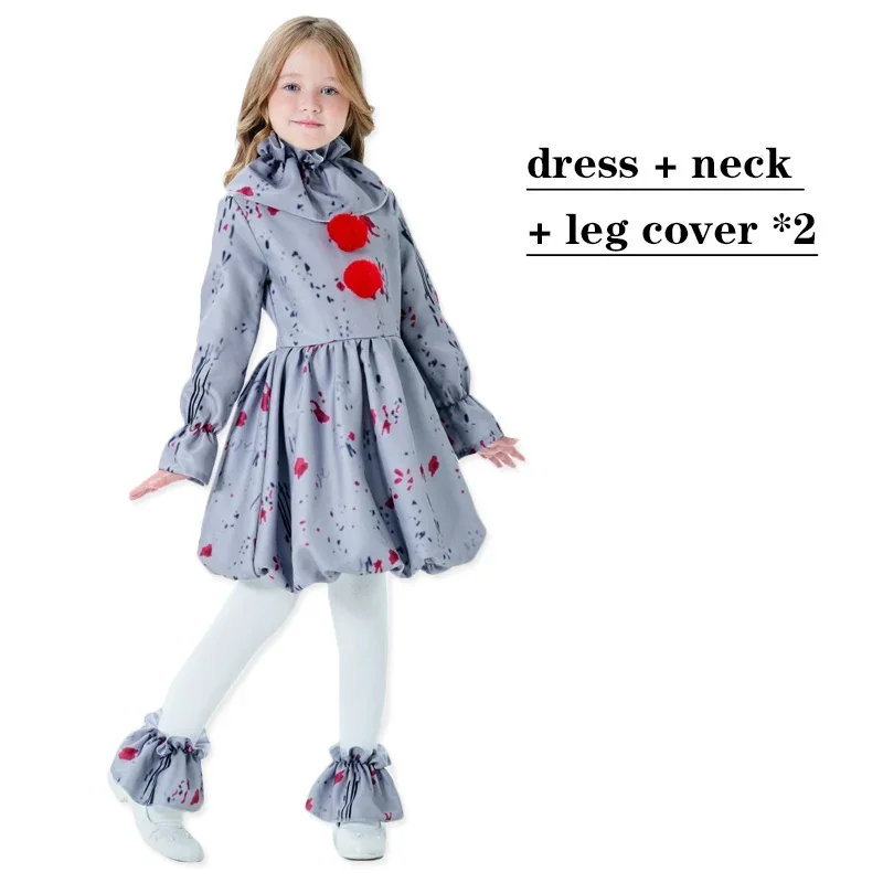 

Halloween Party Clown Costumes Girls Cosplay Joker Dress Sets Children Carnival party Jumpsuit Clothes Female