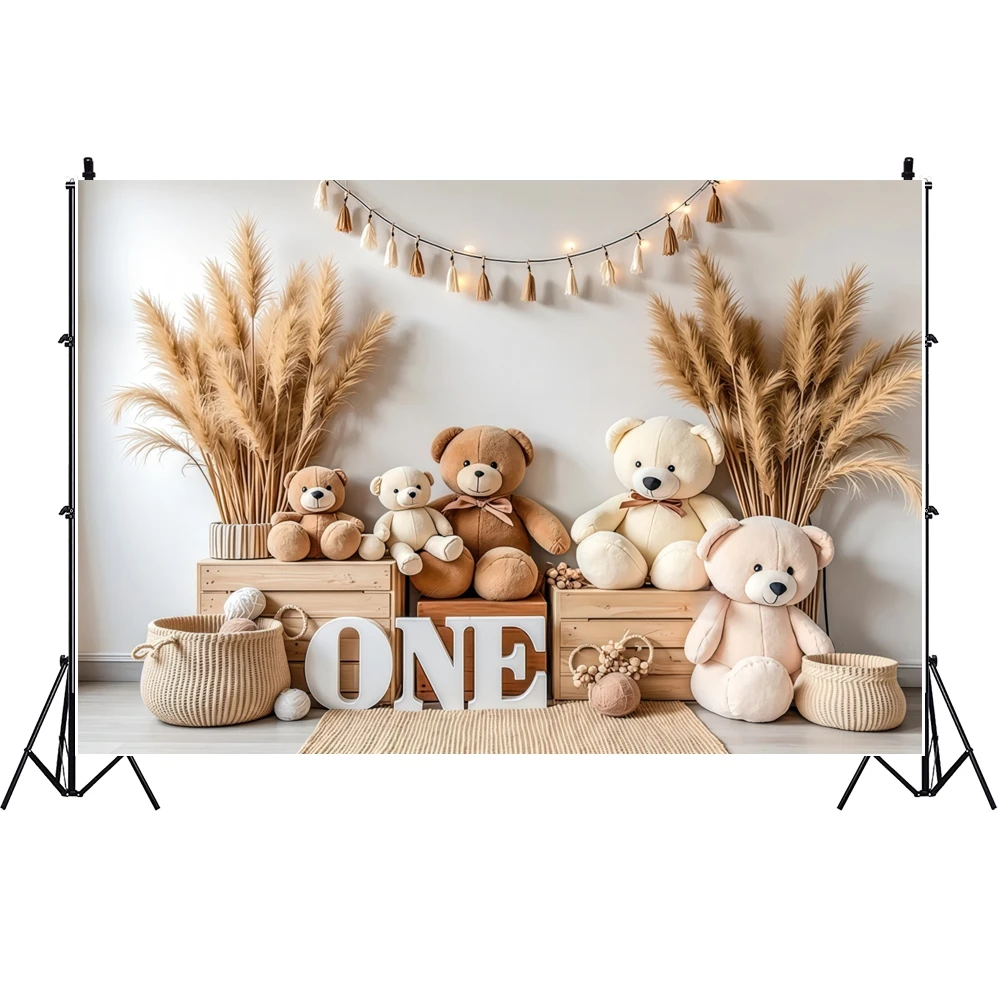 Birthday Smash Cake Backdrop Balloons Colorful Decorations for Baby Shower Kids Photo Shoot Party Photography Studio Background