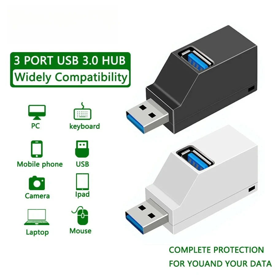 

USB 3.0 HUB Adapter Extender Mini Splitter Box 1 to 3 Ports High Speed USB 2.0 For PC Laptop U Disk Card Reader USB mouse