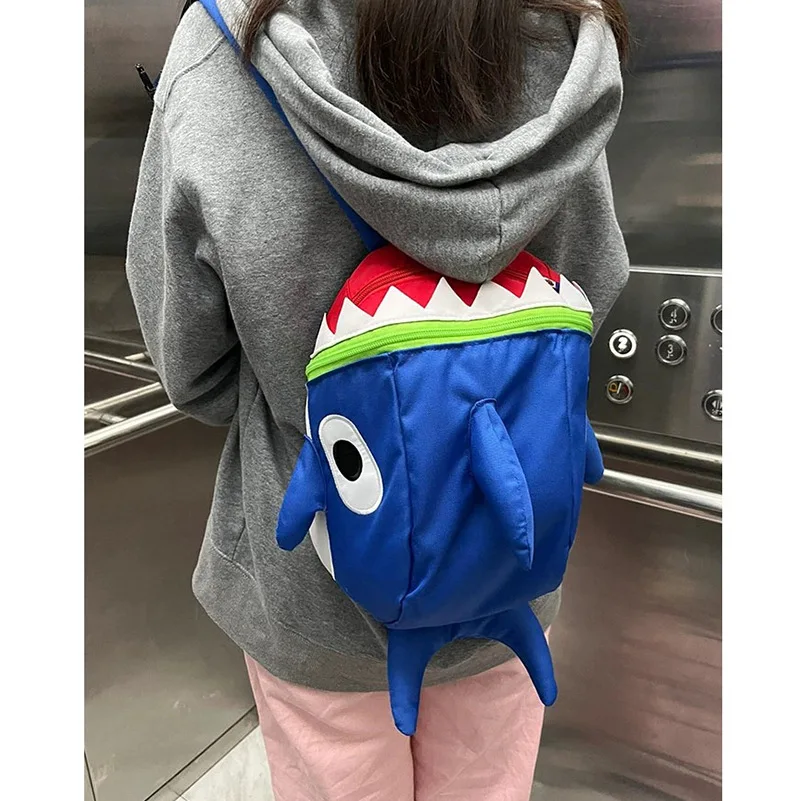 Shark Shaped Mini Backpack Women Kawaii Cartoon Novelty Cute Student School Bag Outdoor Travel Shoulder Backpack