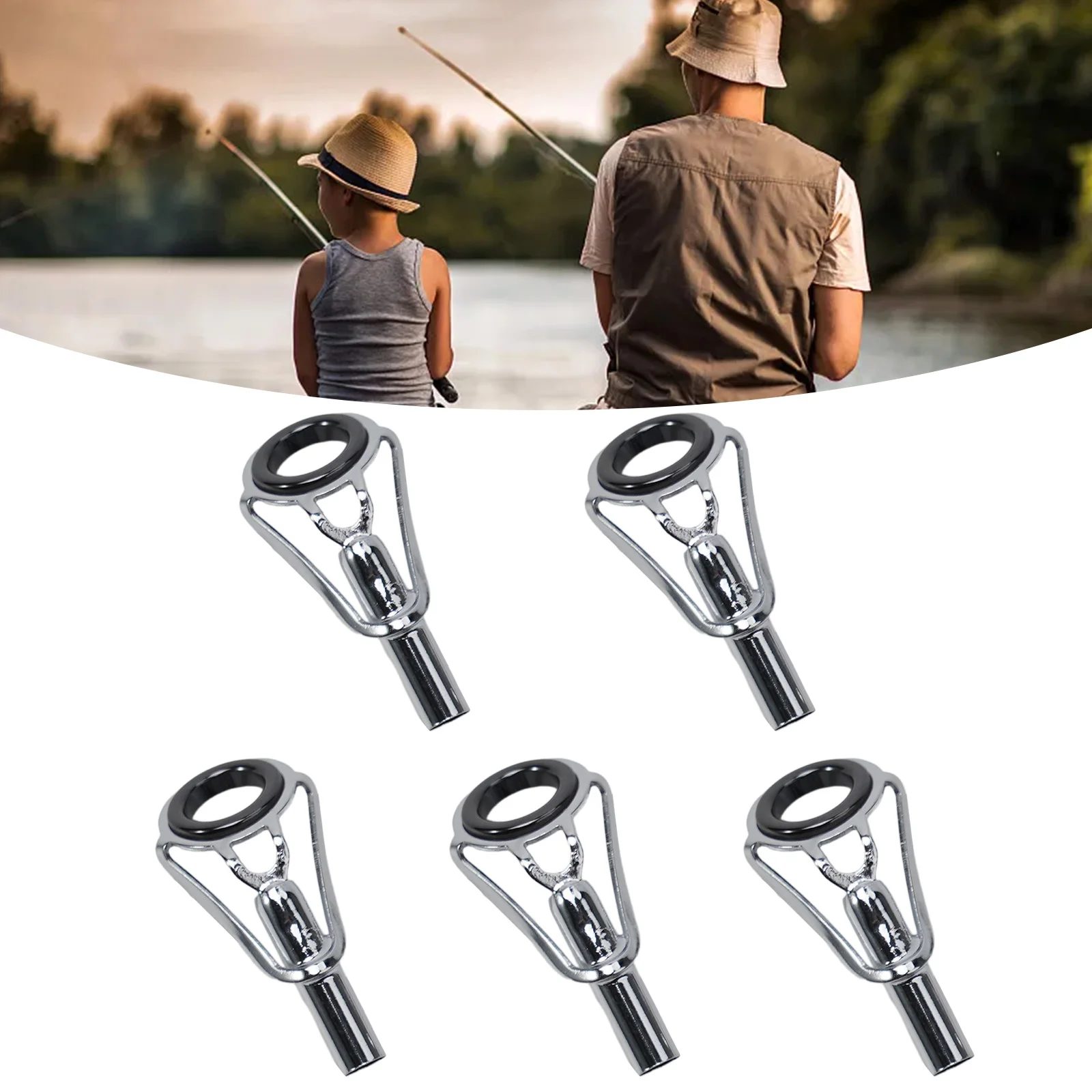

5pcs Rod Tip Top Guide Ring For Spinning Casting Fishing Rods Repair Building Pole Eye Line Ring Stainless Steel Frame Pesca