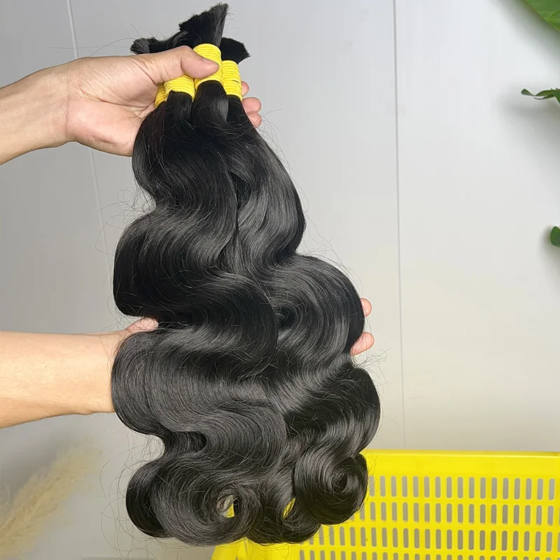 الجسم موجة 100% الشعر البشري السائبة للتضفير غير المجهزة لا لحمة الطبيعية الخام متموج الشعر التمديد الضفائر الطبيعية الأسود 100 جرام/قطعة 15A #5