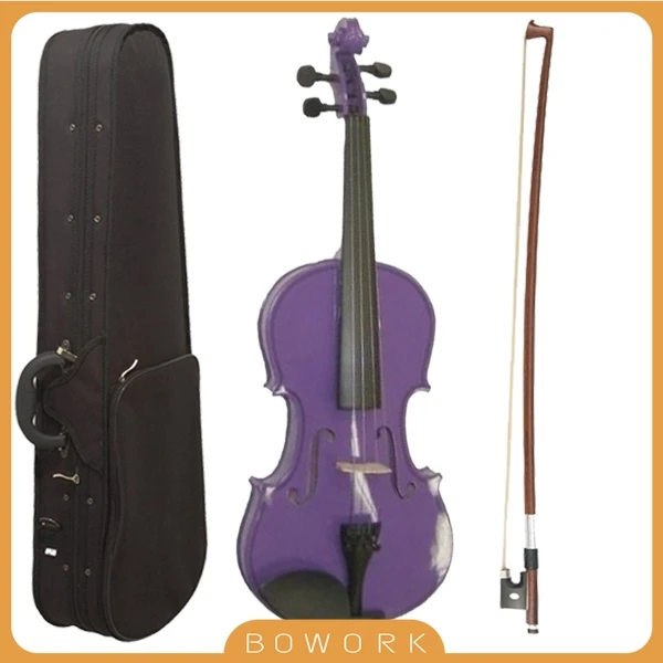 

1/2 Size Acoustic Violin Purple Violin Student Fiddle +Bow +Bridge+ Strap Carry Case For Beginner Students Kids Christmas Violin