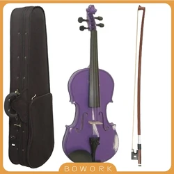 1/2 Size Acoustic Violin Purple Violin Student Fiddle +Bow +Bridge+ Strap Carry Case For Beginner Students Kids Christmas Violin