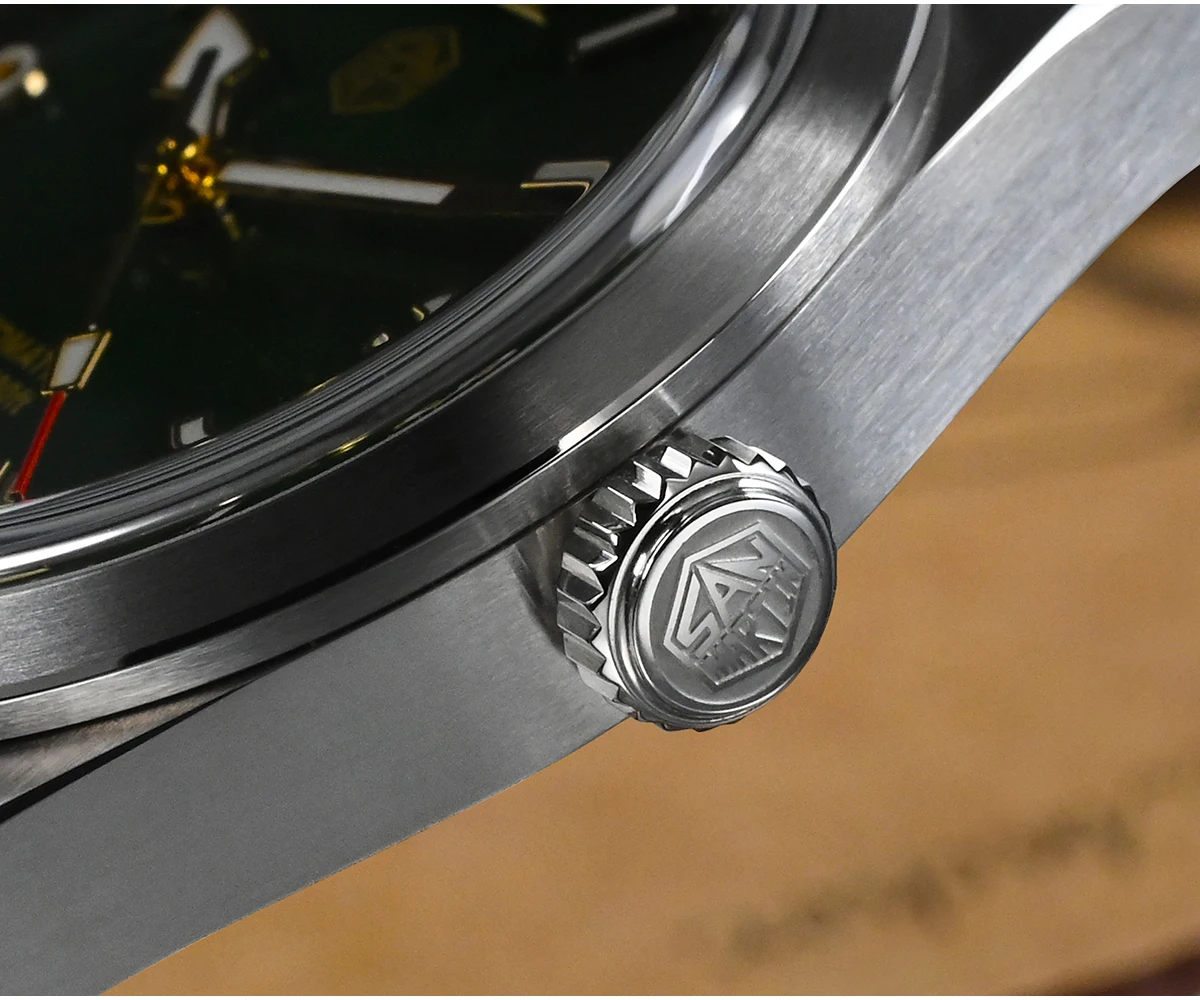 San Martin Men Automatic Watch 38MM  Mechanical Wristwatch Sapphire 100M Waterproof BGW-9 Blue Luminous NH35