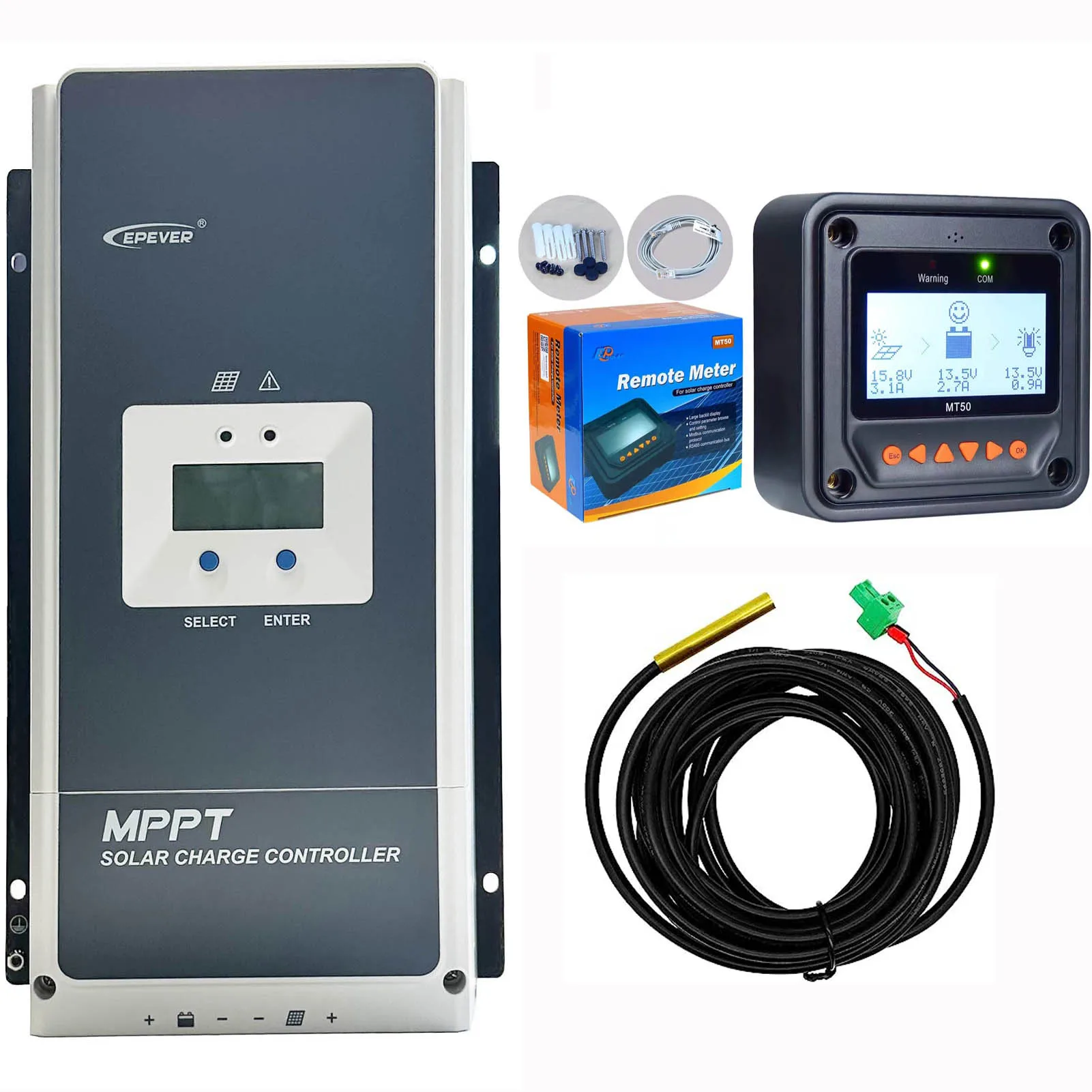 epever mppt controlador de carga solar max pv entrada 200v bateria voltage12 24 36 48v auto identificar suporte lifepo4 tracer10420 100a 01