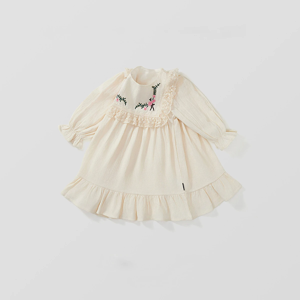 Spring Girl\'s Embroidered Dress 2023 Autumn New French Lace and Bubble Sleeves Countryside Baby Princess Dress Children Clothing