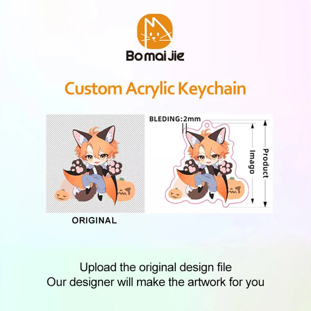 Bomaijie Custom Acrylic Keychain Cartoon Logo Key Chain Photo Customized Transparent Printing Design Game Anime Keychains