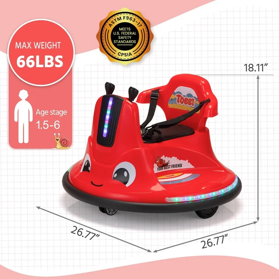 รถบั๊มพ์เด็กเล็ก, รถของเล่นไฟฟ้ารูปหอยทาก 12 โวลต์ พร้อมรีโมทคอนโทรล/สติ๊กเกอร์ตกแต่งเองสำหรับเด็ก/หมุนได้ 360 องศา