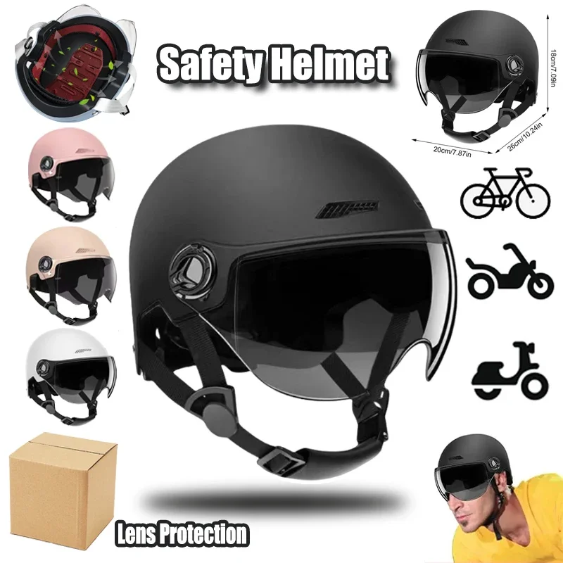 Bicycle Safety Helmet 3C Certified Lightweight Men's and Women's Adult Electric Bicycle Motorcycle Half Helmet with Goggles