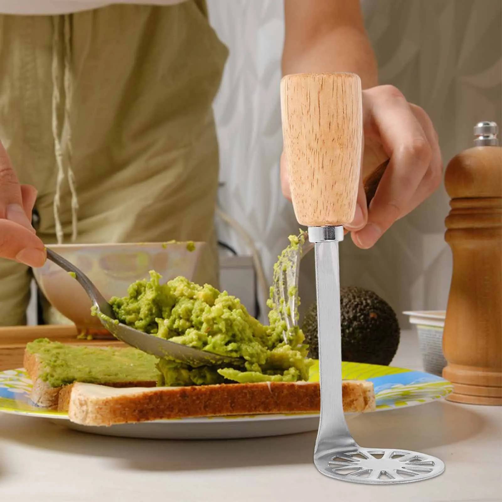 Triturador de batata engrossado aço inoxidável alça ergonômica multi-funcional manual ferramenta de triturador de alimentos para purê de batata legumes