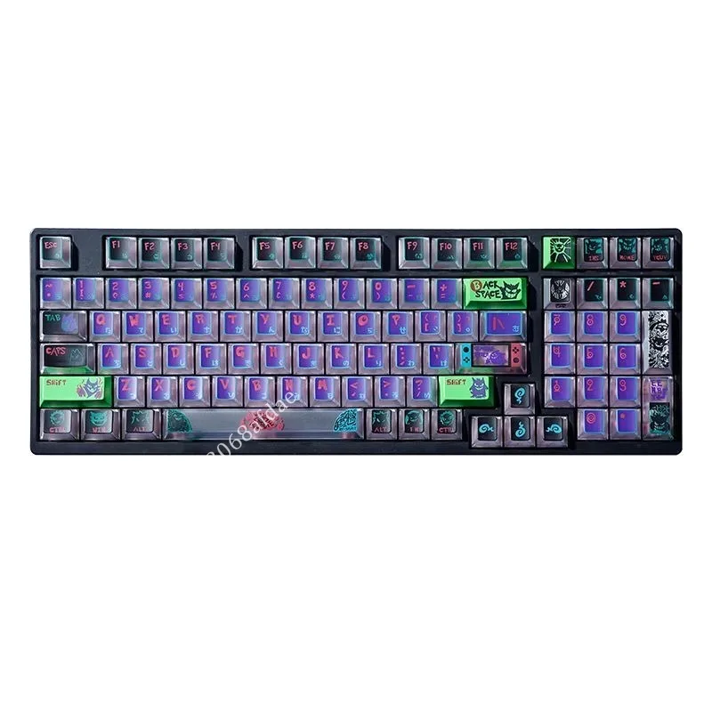 pokemon-gengar-anime-magnetic-axis-keycaps-130keys-set-pbt-sublimation-front-engraved-translucent-mechanical-keyboard-keys