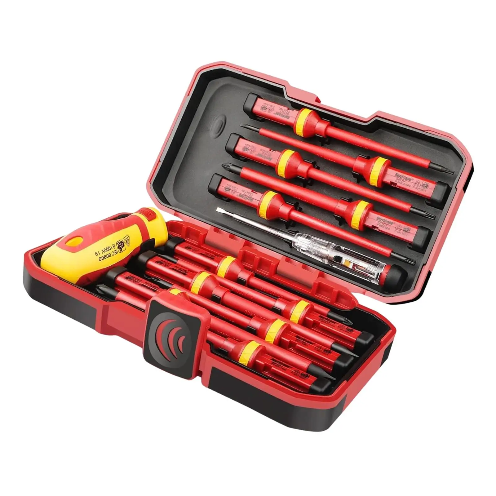 Insulated Screwdriver Set Electrician,Electrical Screwdriver Set Multifunctional Tester Pen with Case for Repair Home