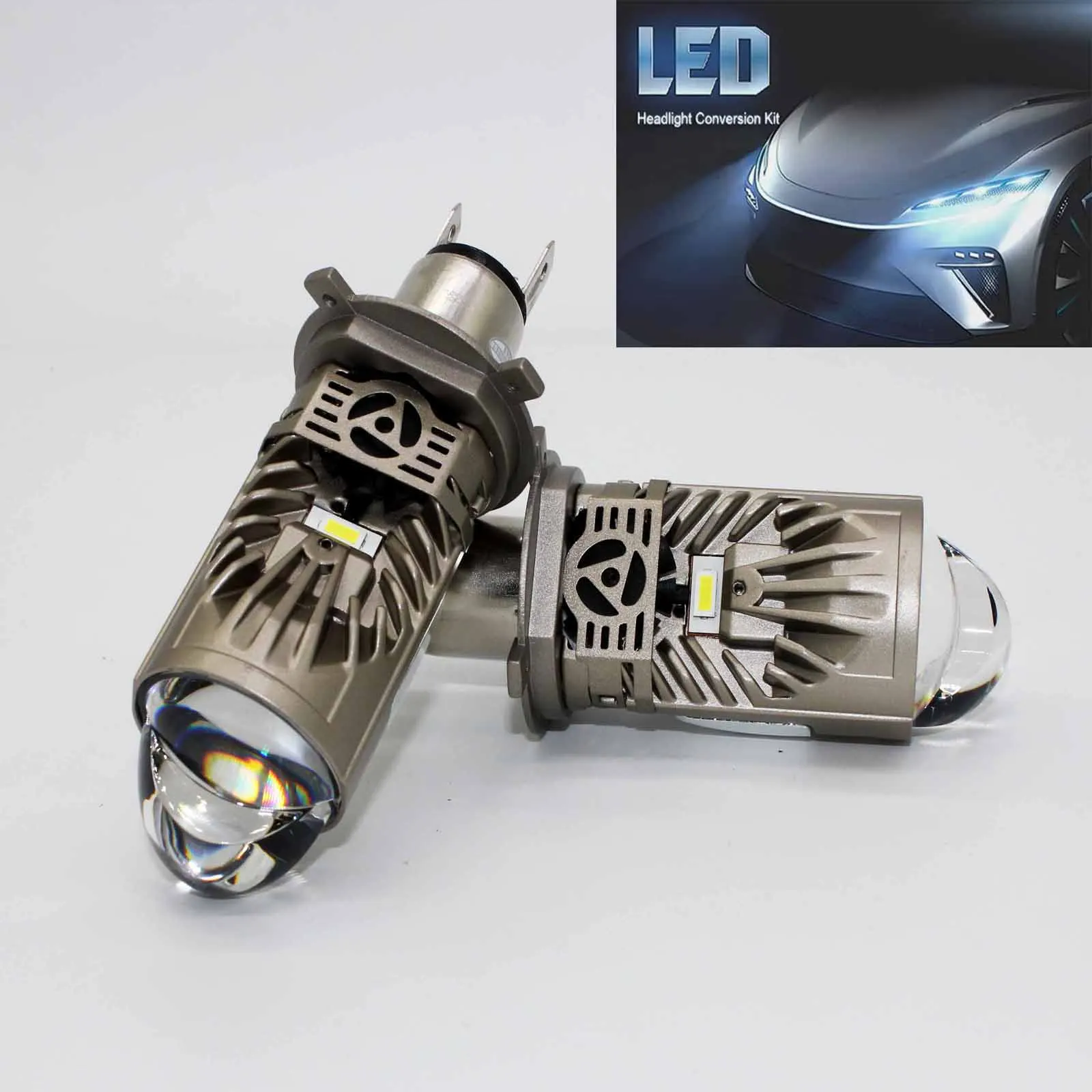 Super Bright  Mini Projector Lens H4 9003 160W LED Headlight Kit Bulb High Low Beam White 16000LM